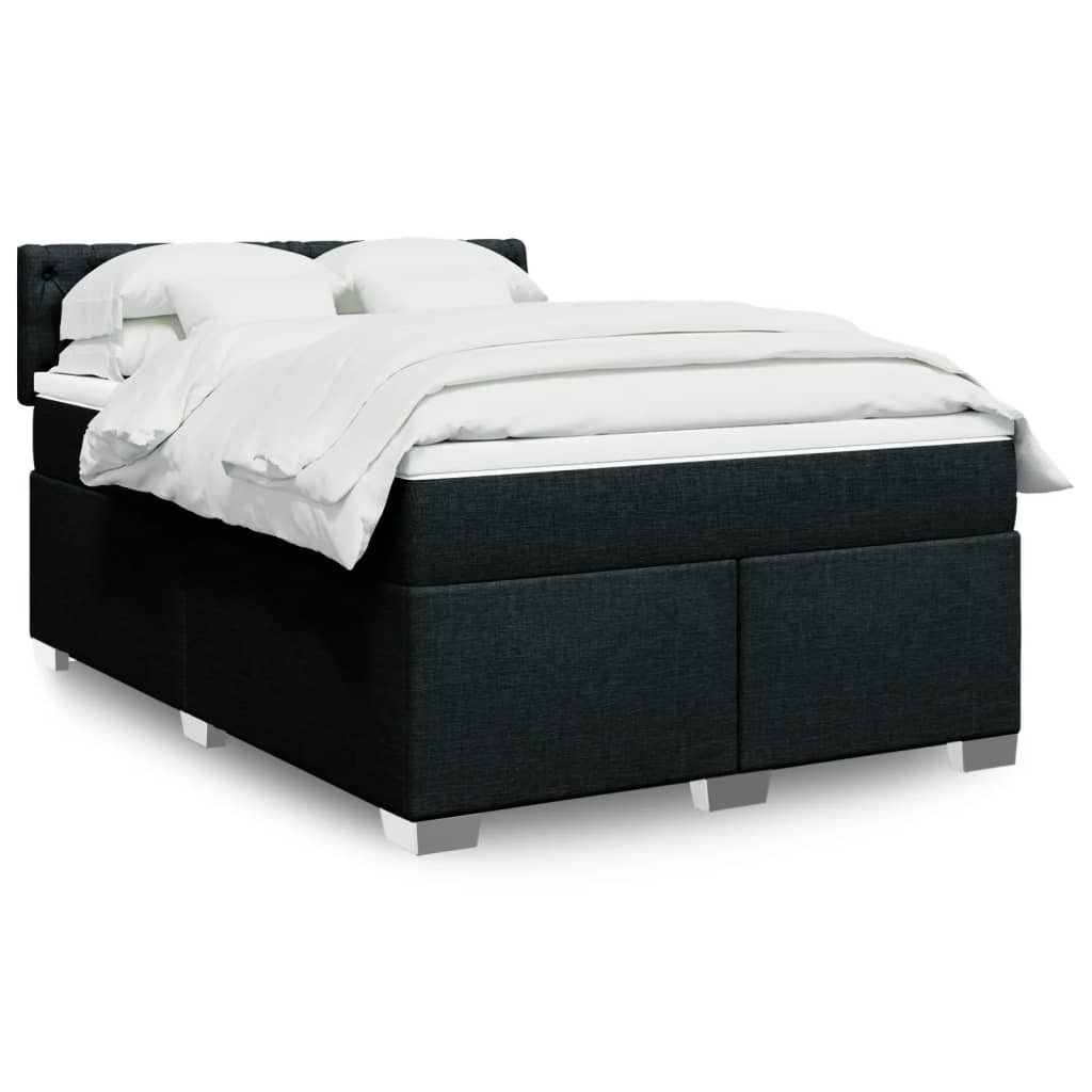 Κρεβάτι Boxspring με Στρώμα Μαύρο 160x200 εκ. Υφασμάτινο