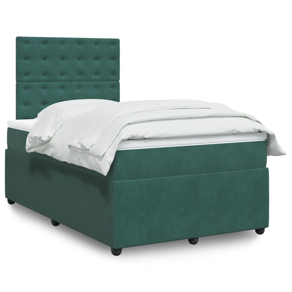 Κρεβάτι Boxspring με Στρώμα Σκούρο Πράσινο 120x200εκ. Βελούδινο