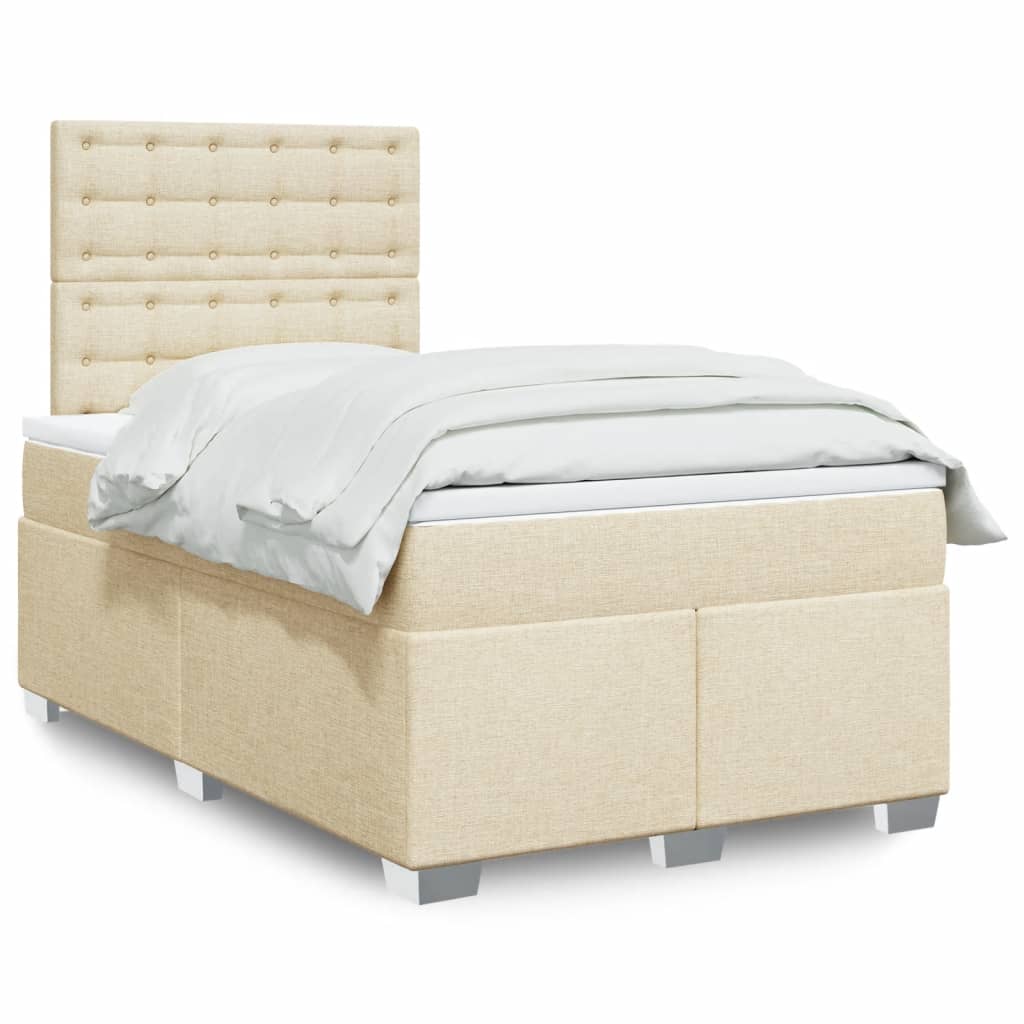 Κρεβάτι Boxspring με Στρώμα Κρεμ 120x190 εκ. Υφασμάτινο