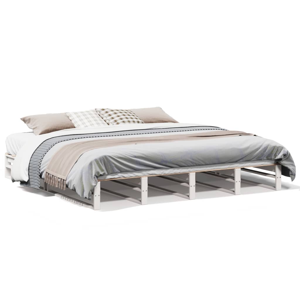 Bed Frame without Mattress White 180x200 cm Super King Solid Wood Pine