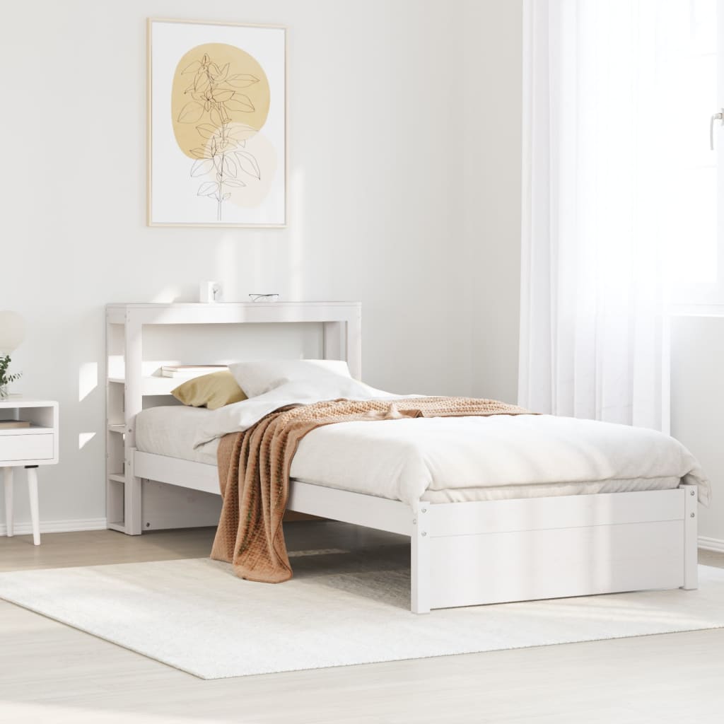 Bed Frame with Headboard without Mattress White 100x200 cm