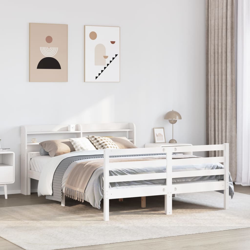 Bed Frame with Headboard without Mattress White 135x190 cm Double