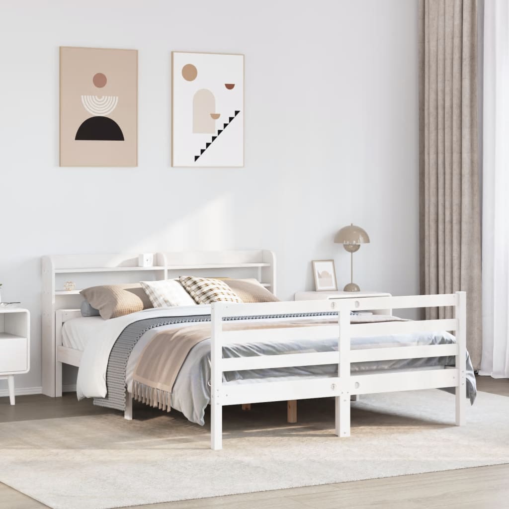 Bed Frame with Headboard without Mattress White 160x200 cm