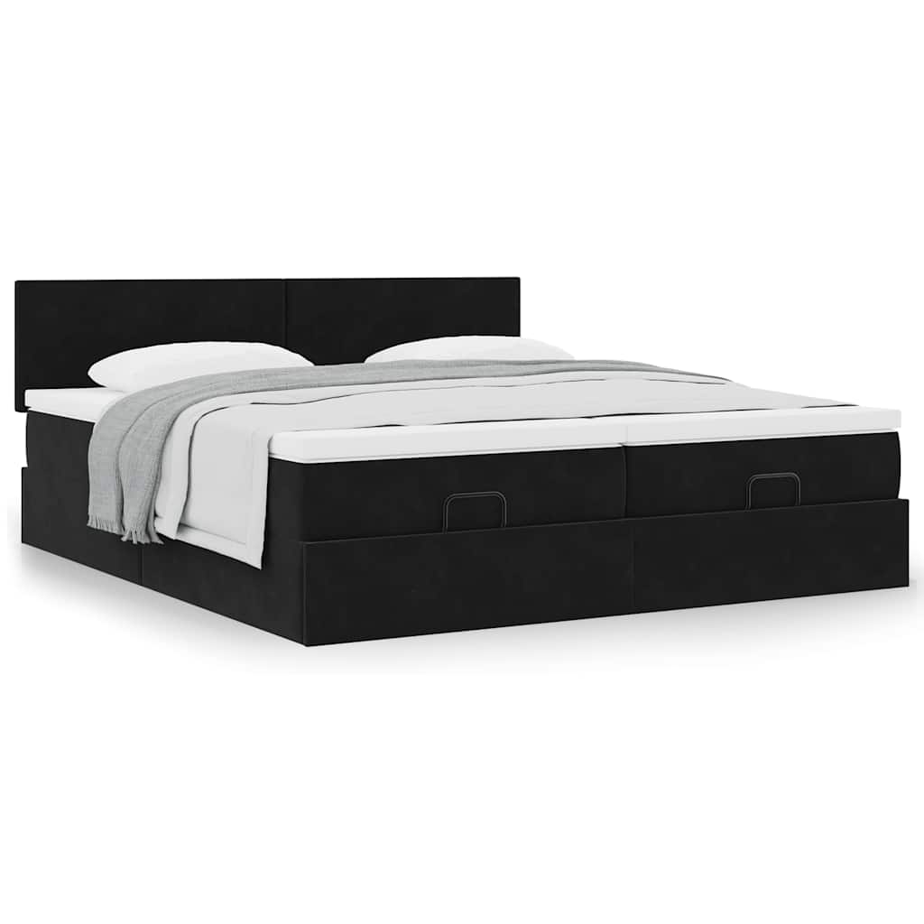 Οθωμανικό κρεβάτι με στρώματα Μαύρο 200x200cm Velvet