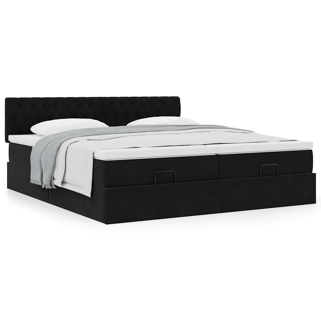 Οθωμανικό κρεβάτι με στρώματα Μαύρο 200x200cm Velvet