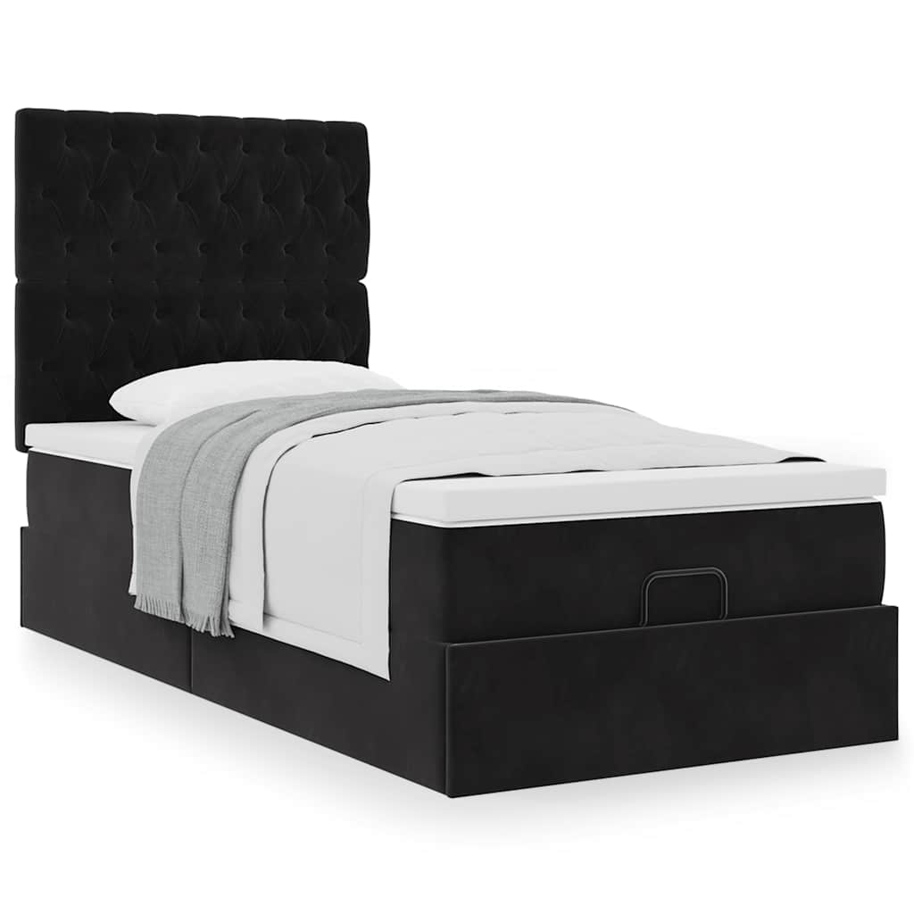 Οθωμανικό κρεβάτι με στρώματα Μαύρο 80x200cm Velvet