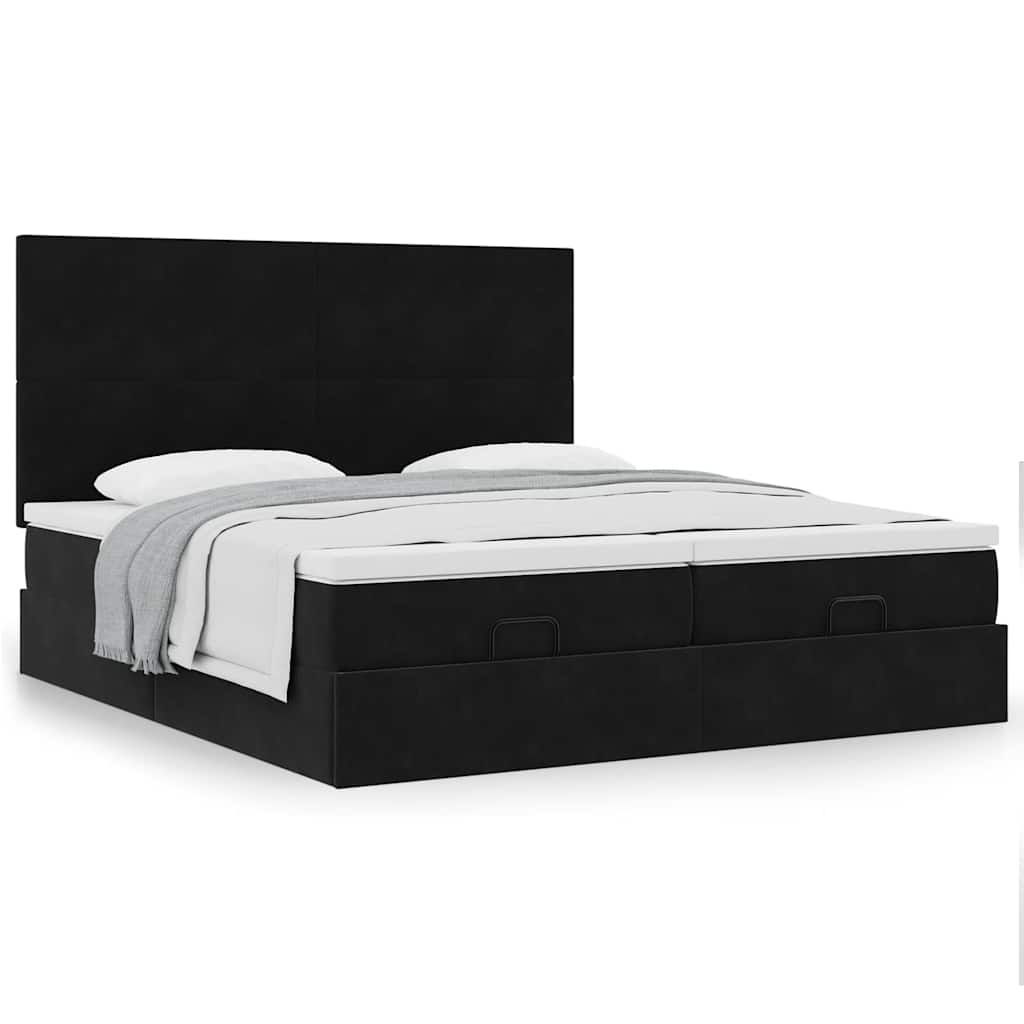 Οθωμανικό κρεβάτι με στρώματα Μαύρο 160x200cm Velvet