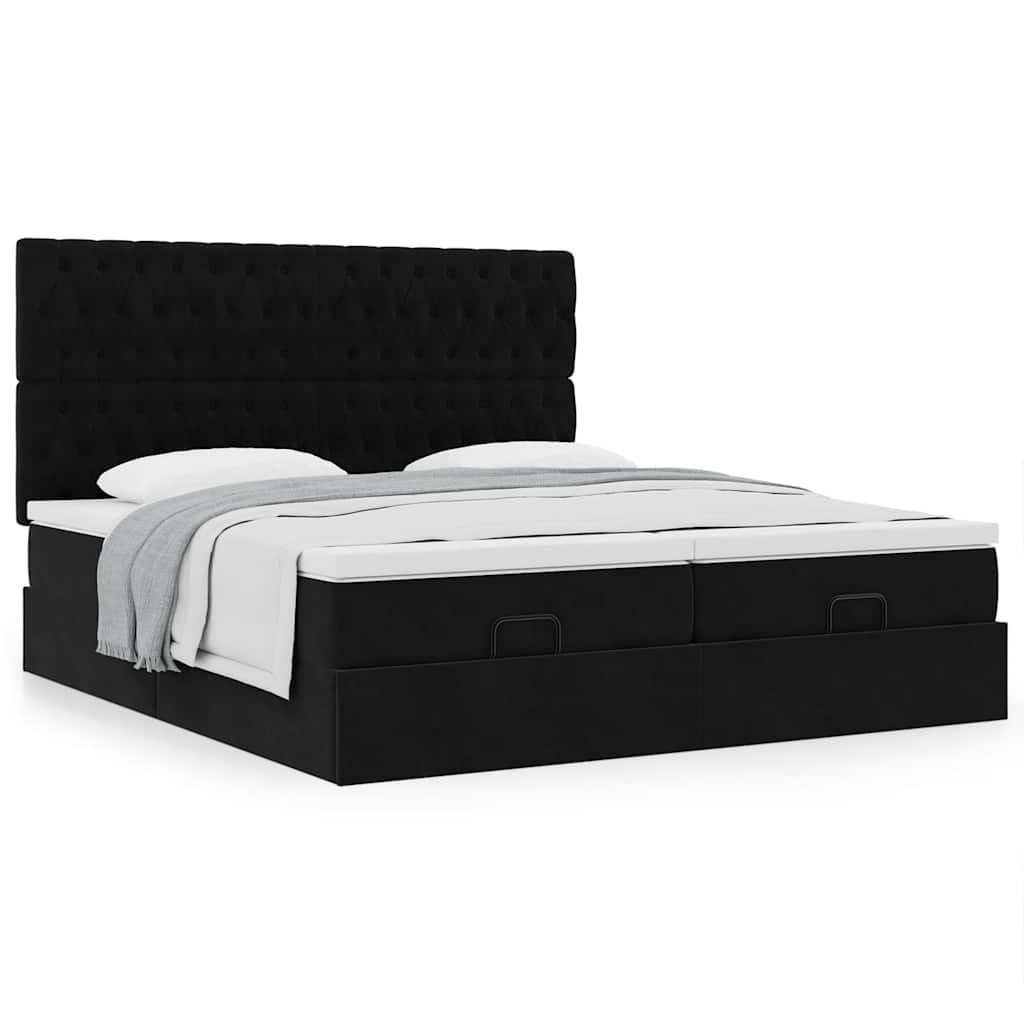 Οθωμανικό κρεβάτι με στρώματα Μαύρο 160x200cm Velvet