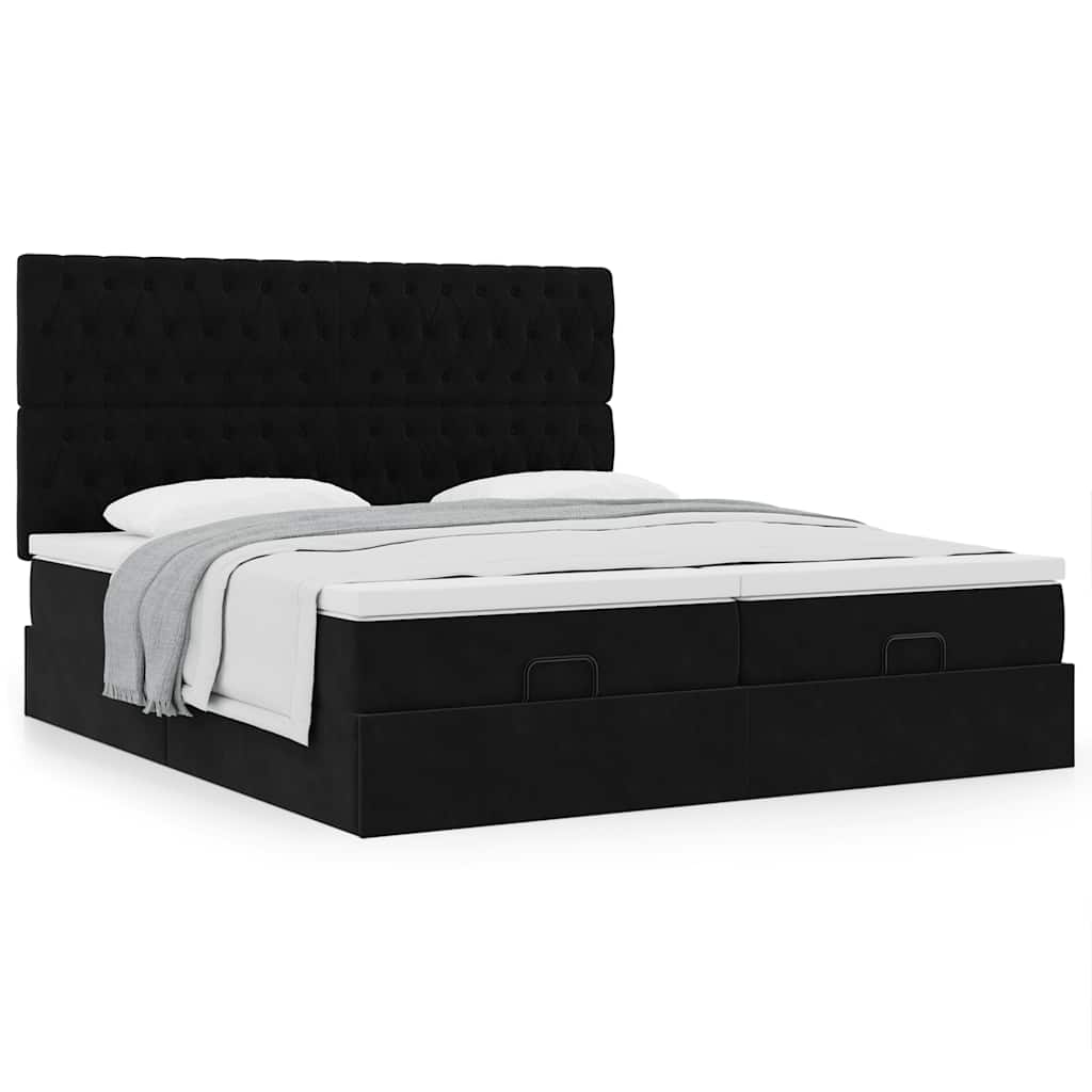 Οθωμανικό κρεβάτι με στρώματα Μαύρο 180x200cm Velvet