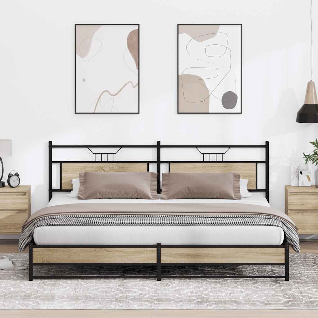 Metal Bed Frame without Mattress Sonoma Oak 193x203 cm