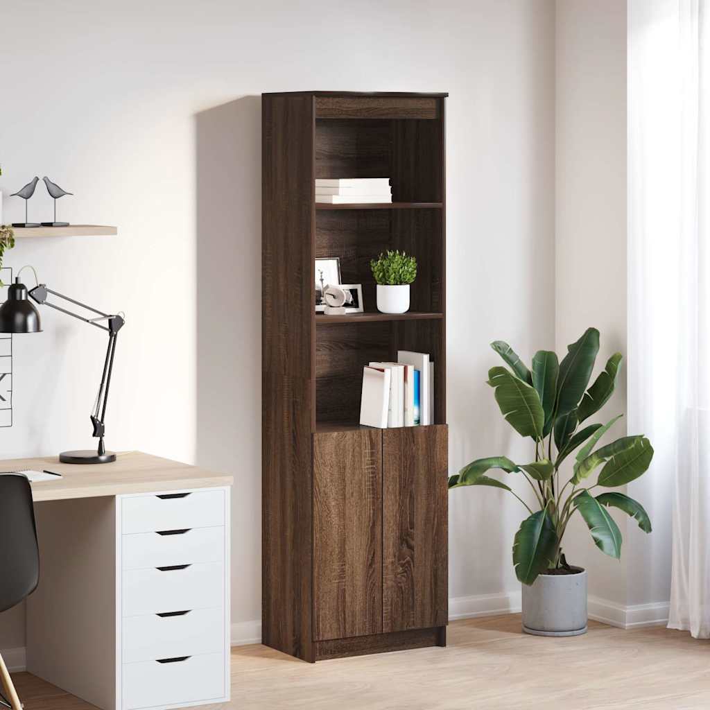 Highboard Brown Oak 50x35x180 cm Engineered Wood