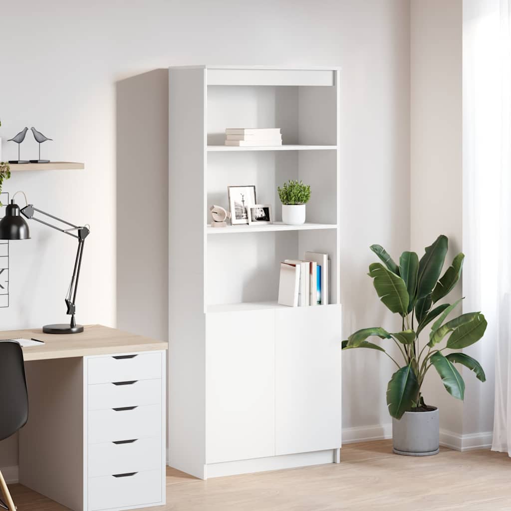 Highboard White 70x35x180 cm Engineered Wood