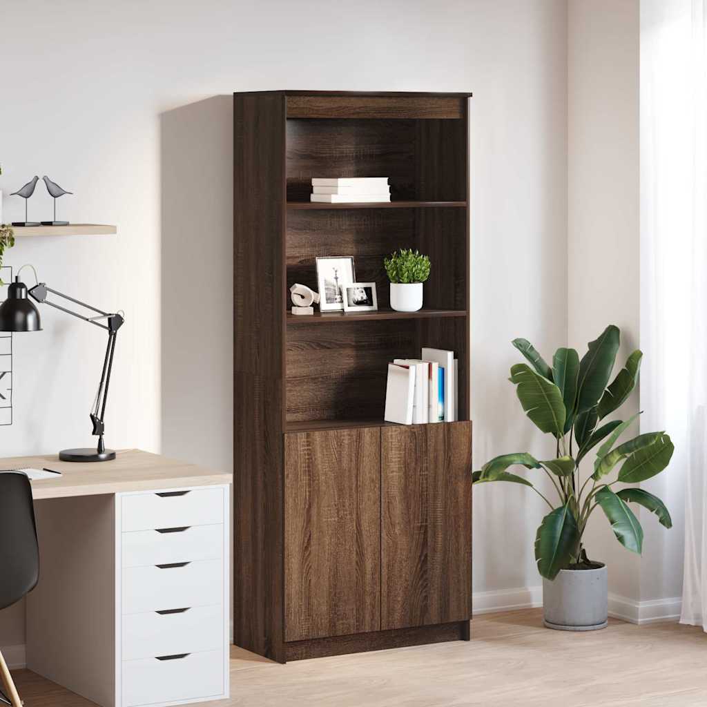 Highboard Brown Oak 70x35x180 cm Engineered Wood