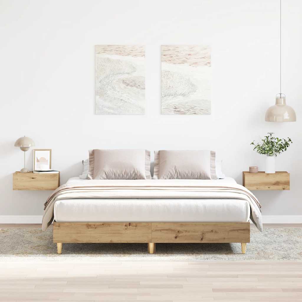Bed Frame No Mattress Artisan Oak 150x200 cm King Size Engineered Wood