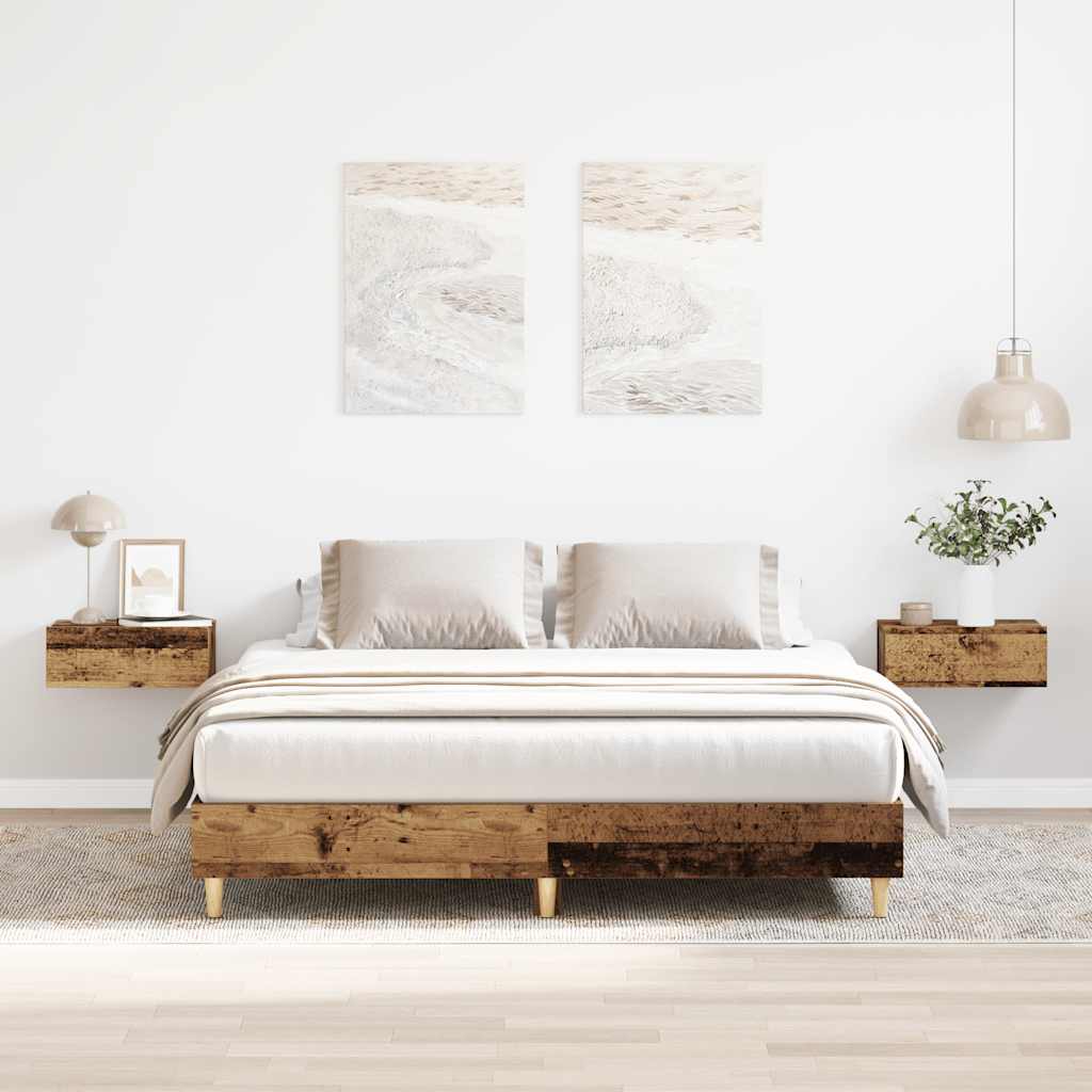 Bed Frame No Mattress Old Wood 140x200 cm Engineered Wood