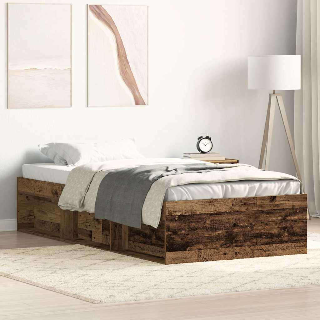 Bed Frame without Mattress Old Wood 100x200cm Engineered Wood