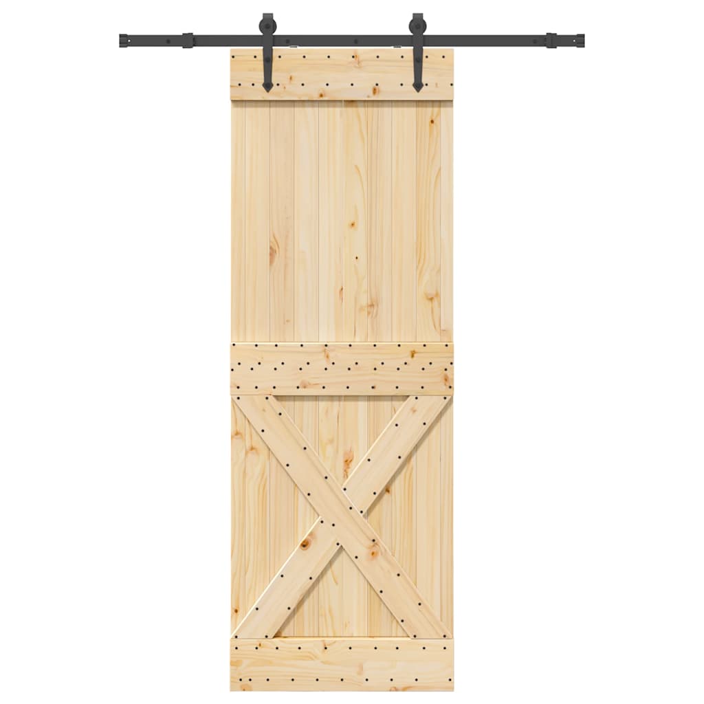 Sliding Door with Hardware Set 80x210 cm Solid Wood Pine
