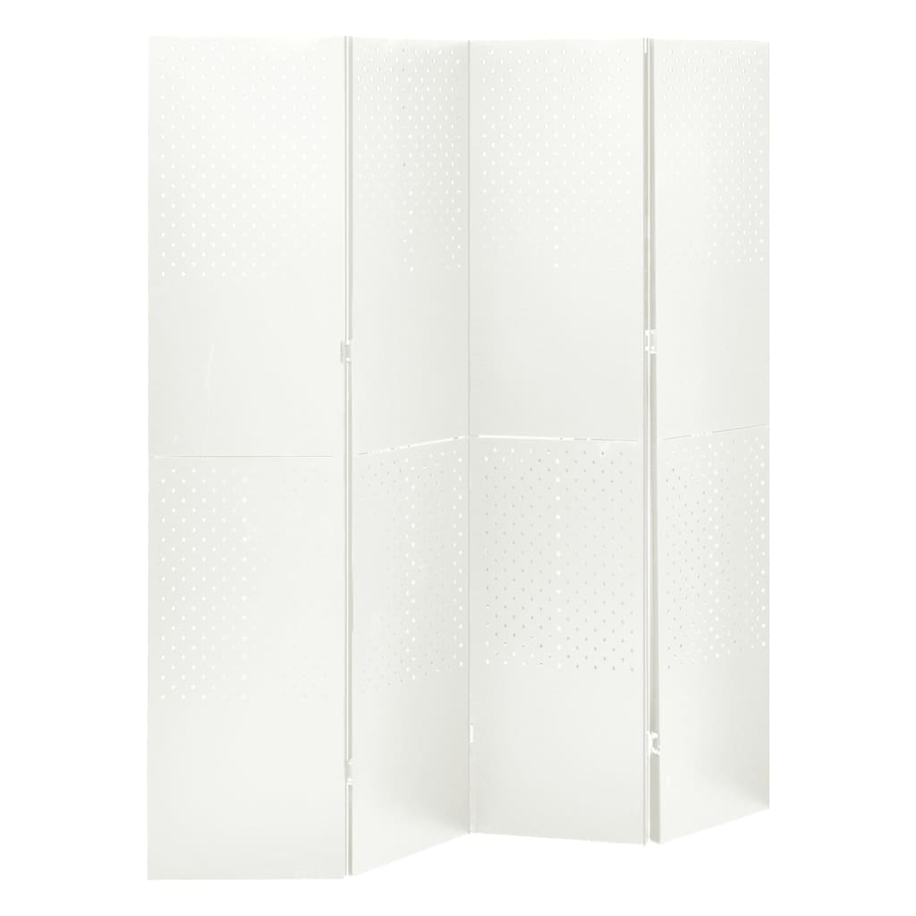 4-Panel Room Divider White 160x180 cm Steel