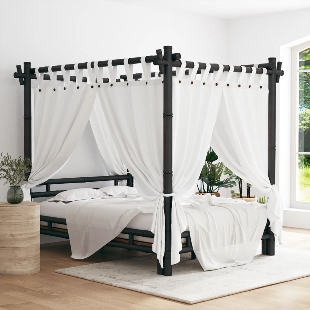 Himmelbett Dunkelbraun 140x200 cm Bambus