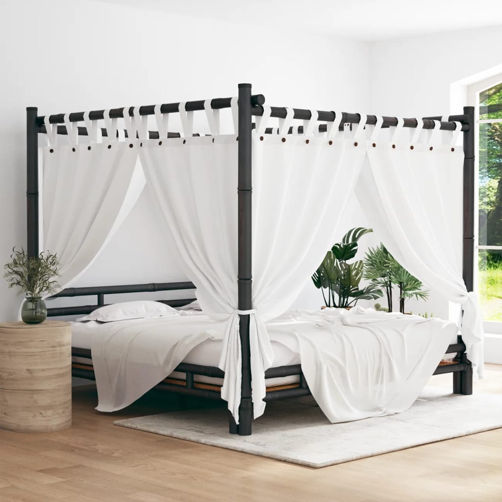 Himmelbett Dunkelbraun 200x200 cm Bambus