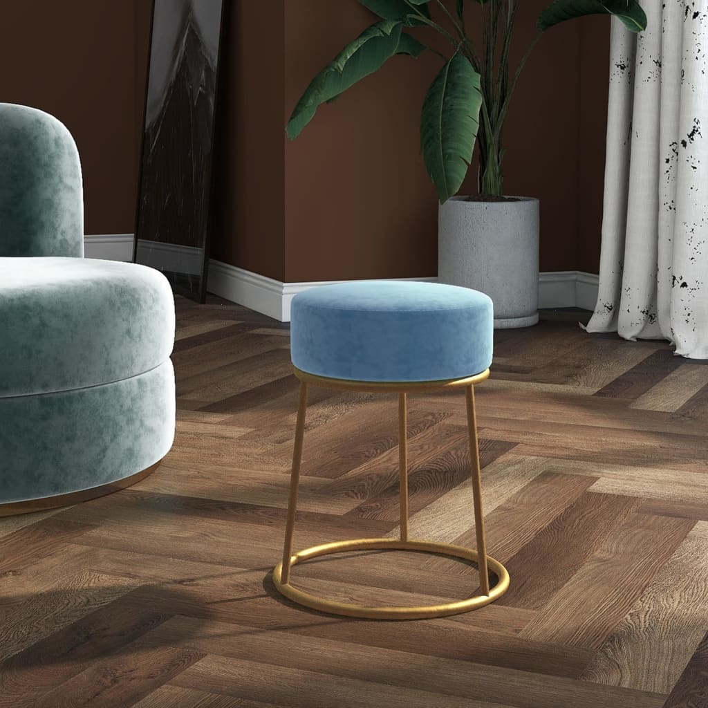 vidaXL Runder Hocker Hellblau Samt