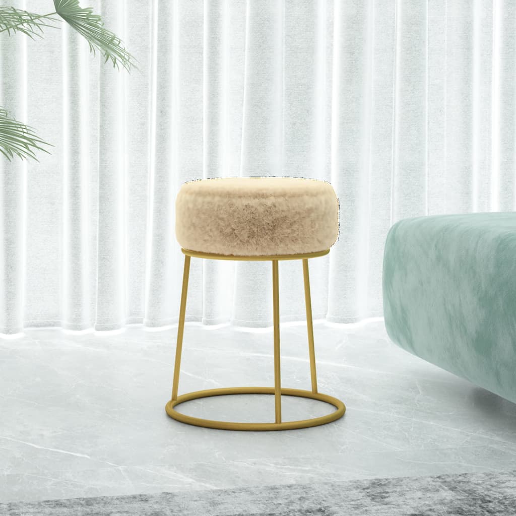 vidaXL Runder Hocker Creme Plüsch