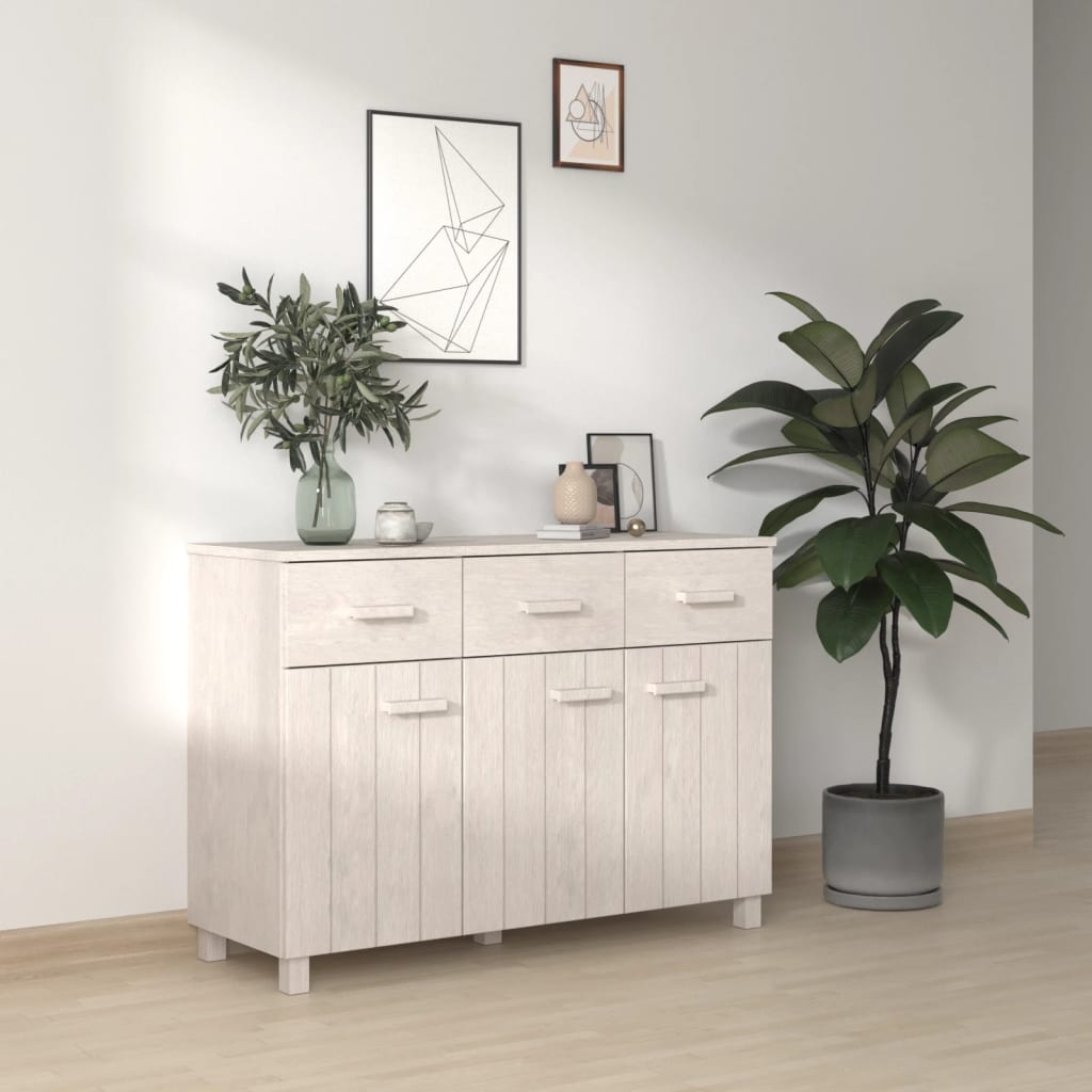 Sideboard HAMAR White 113x40x80 cm Solid Wood Pine