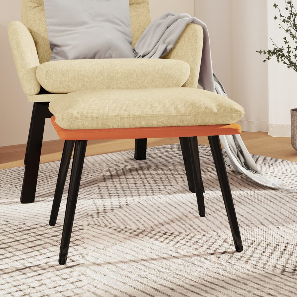Υποπόδιο Κρεμ&Πορτοκαλί 45x29,5x35 εκ. Ύφασμα & Συνθετικό Δέρμα