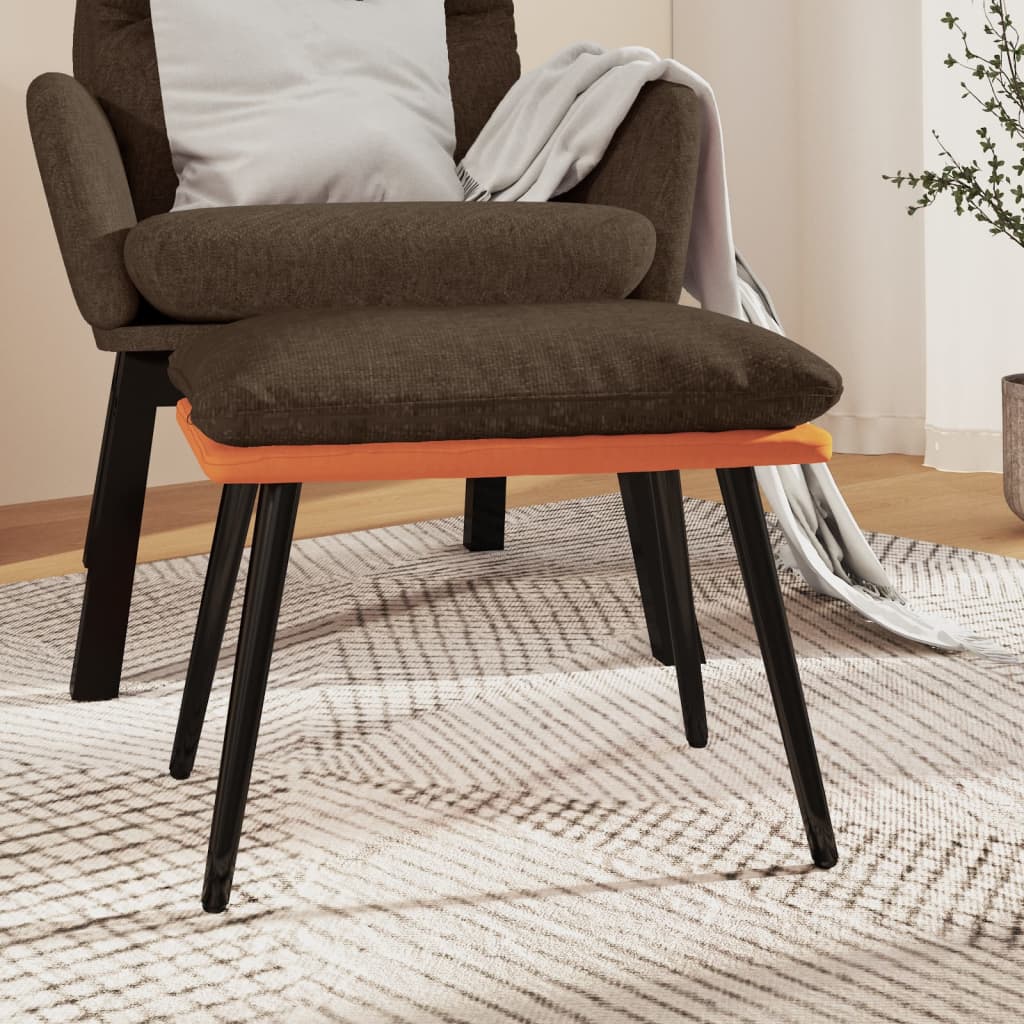 Υποπόδιο Καφέ&Πορτοκαλί 45x29,5x35 εκ. Ύφασμα & Συνθετικό Δέρμα