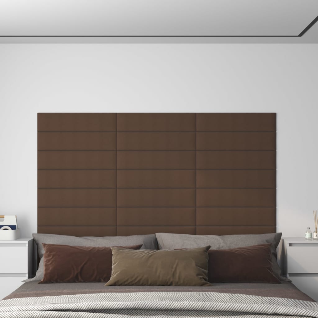 Πάνελ Τοίχου 12 τεμ. καφέ 60x15 εκ. 1,08 μ² Υφασμάτινα