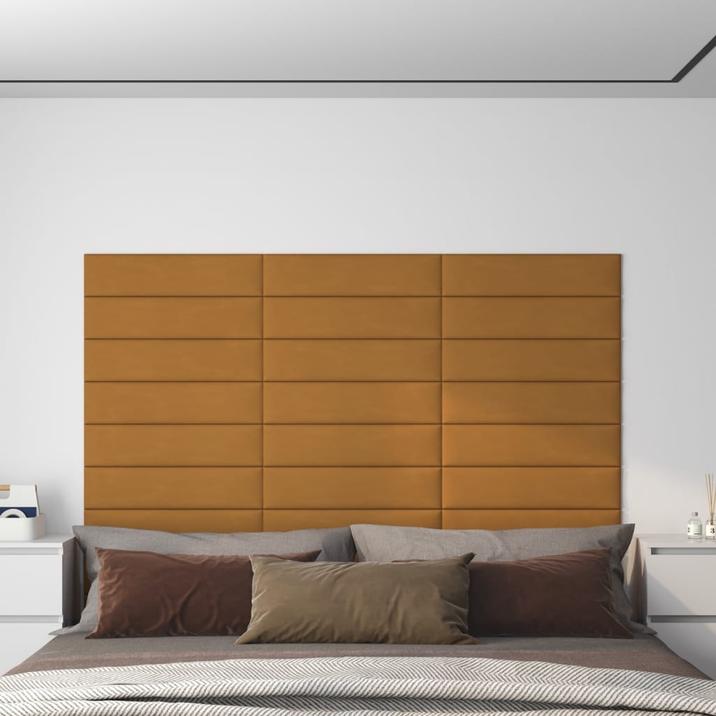 Πάνελ Τοίχου 12 τεμ. Κρεμ 60x15 εκ. 1,08 μ² Βελούδο