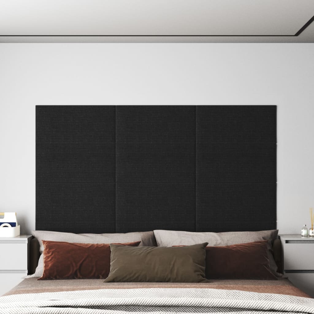 Πάνελ Τοίχου 12 τεμ. Μαύρος 60 x 30 εκ. 2,16 μ² Υφασμάτινα
