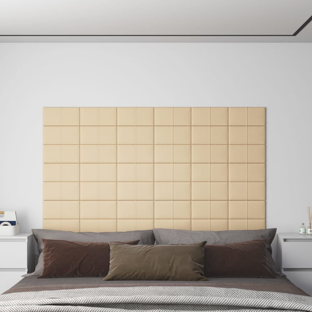 Πάνελ Τοίχου 12 τεμ. Κρεμ 30 x 15 εκ. 0,54 μ² Υφασμάτινα