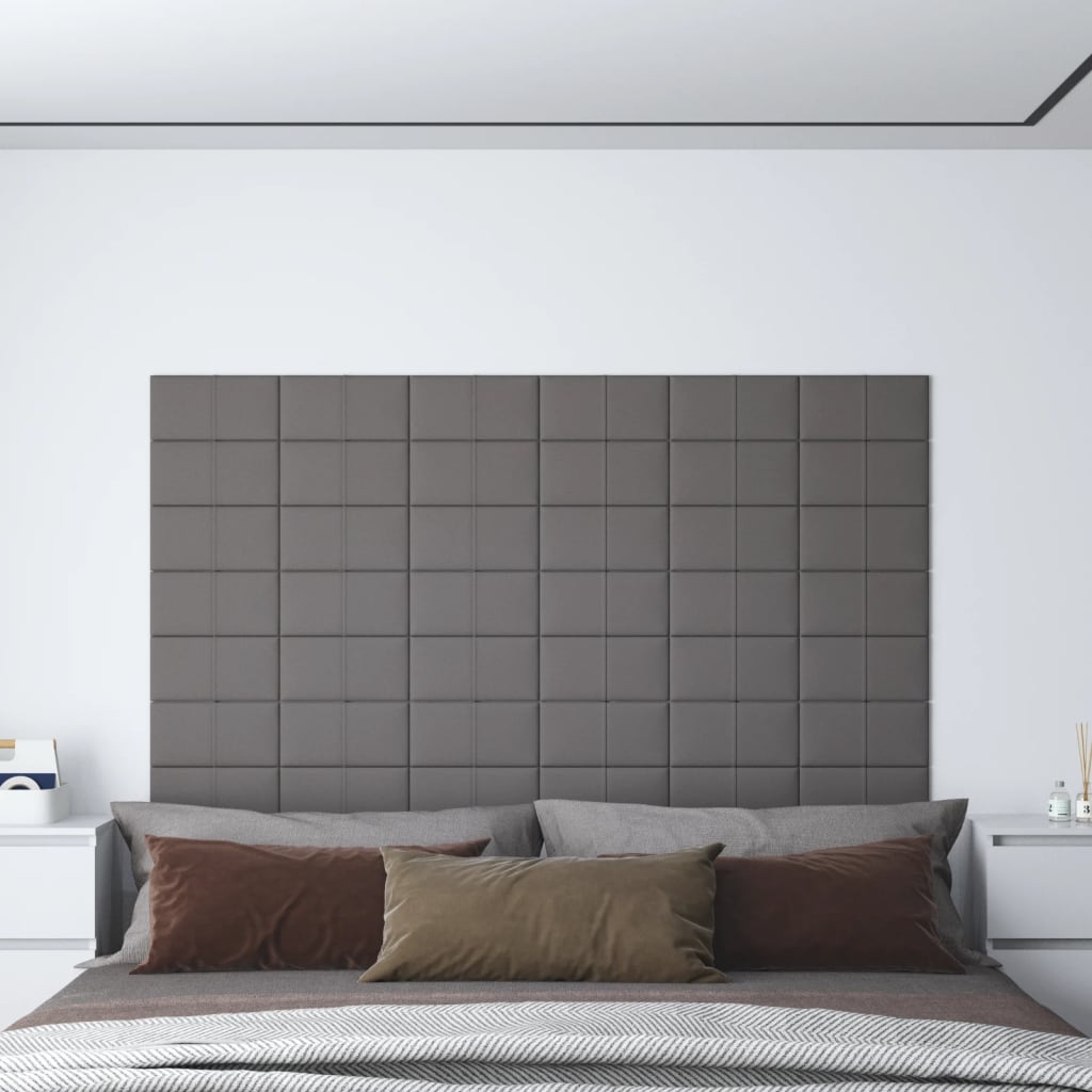 Πάνελ Τοίχου 12 τεμ. Ανοιχτό Γκρι 30x15 εκ. 0,54 μ² Υφασμάτινα
