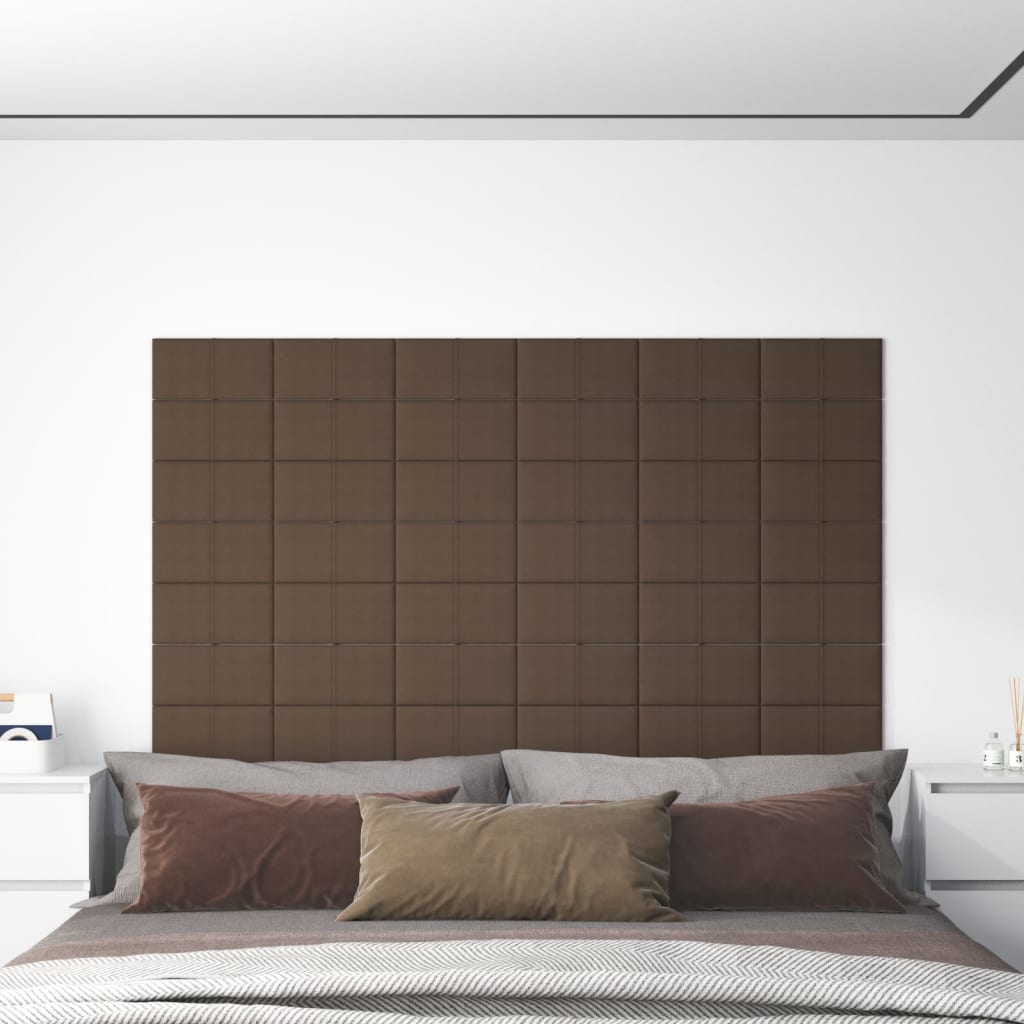 Πάνελ Τοίχου 12 τεμ. Καφέ 30 x 15 εκ. 0,54 μ² Υφασμάτινα