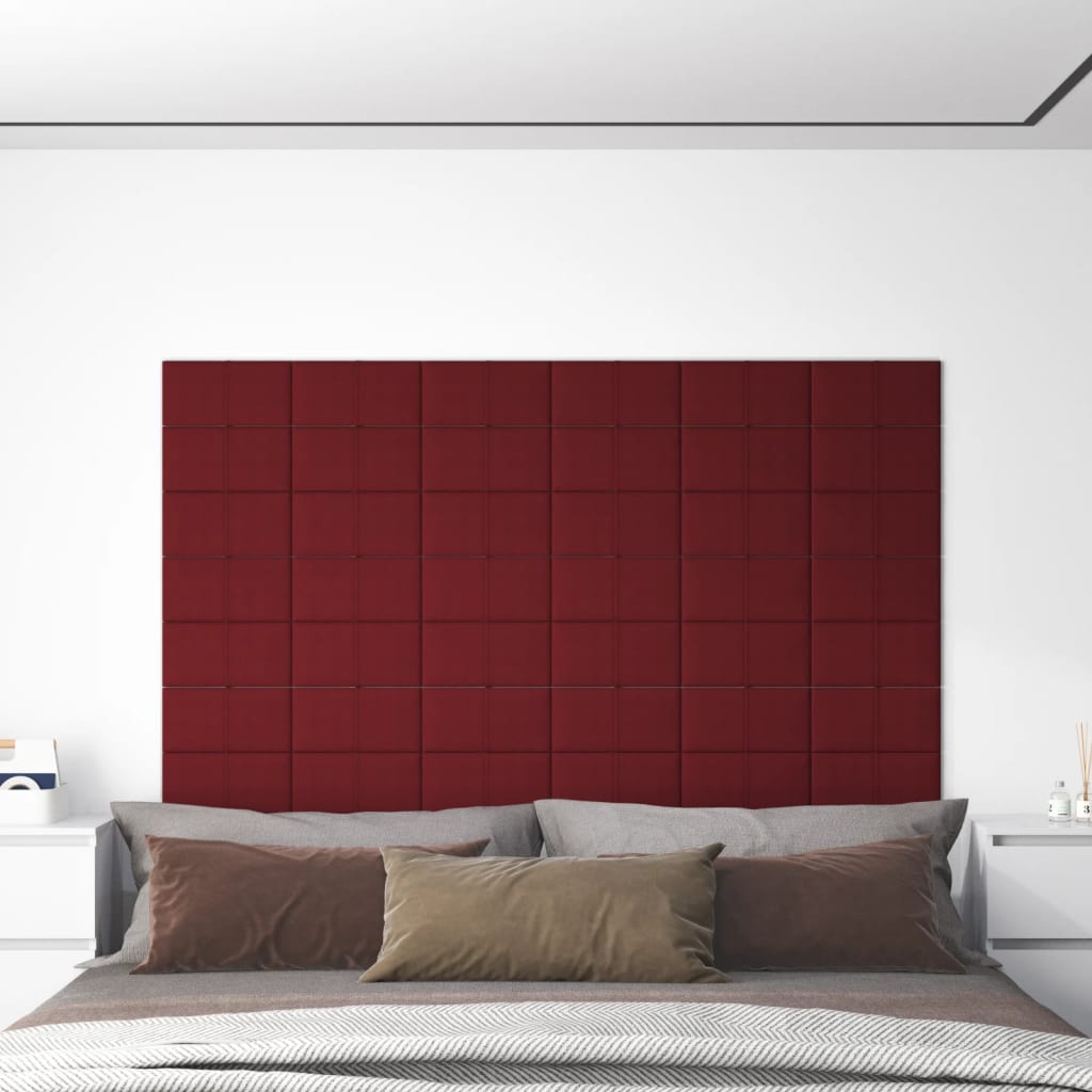 Πάνελ Τοίχου 12 τεμ. Μπορντό 30 x 15 εκ. 0,54 μ² Υφασμάτινα