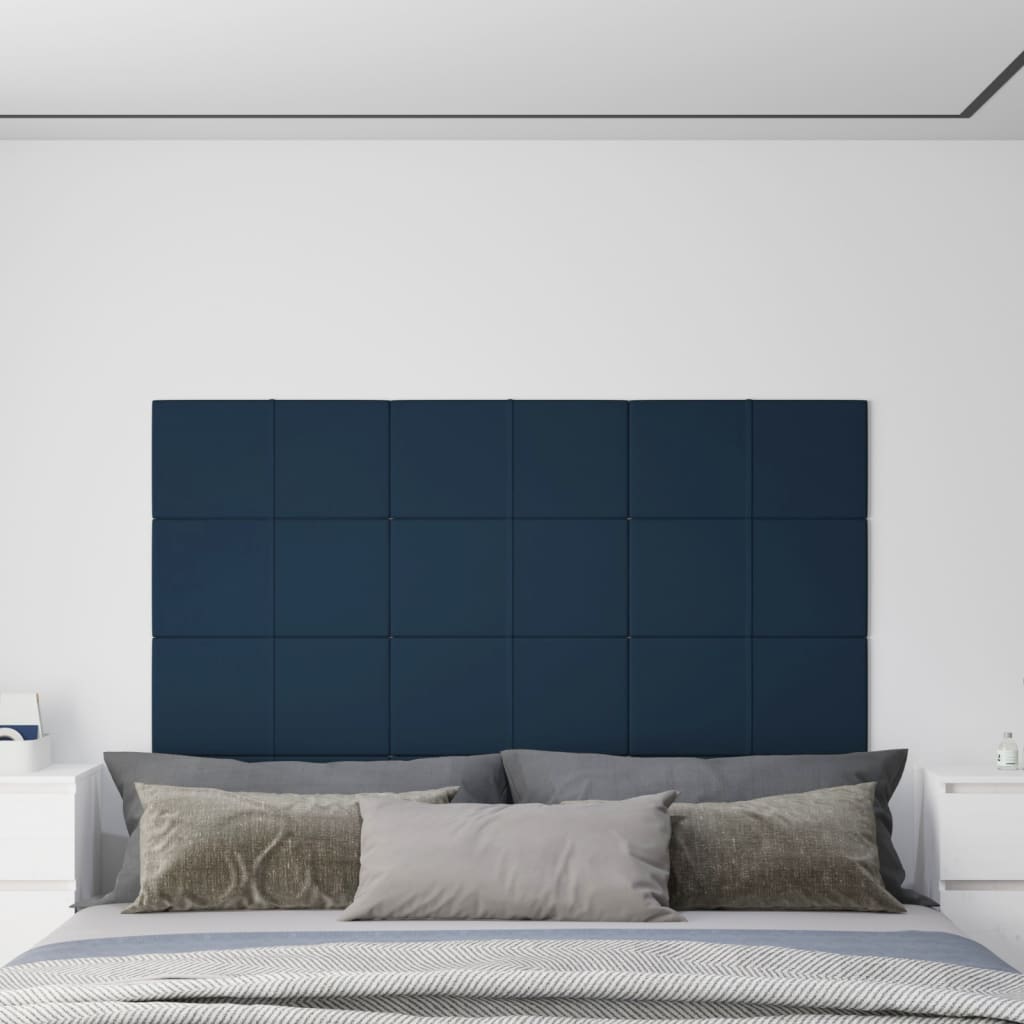 Πάνελ Τοίχου 12 τεμ. Μπλε 60 x 30 εκ. 2,16 μ² Βελούδο