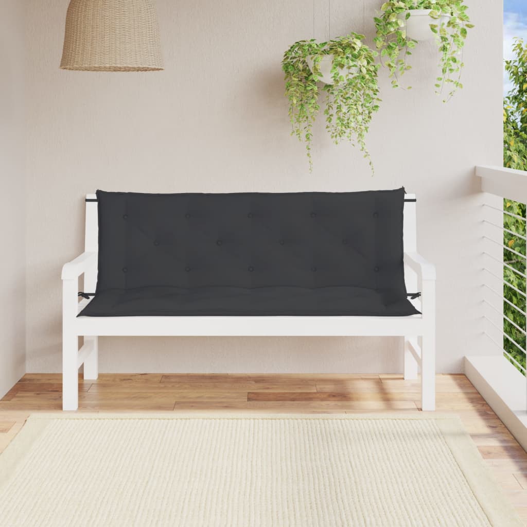 Μαξιλάρια Πάγκου Κήπου 2 τεμ. Μαύρο 150x50x7cm Ύφασμα Oxford