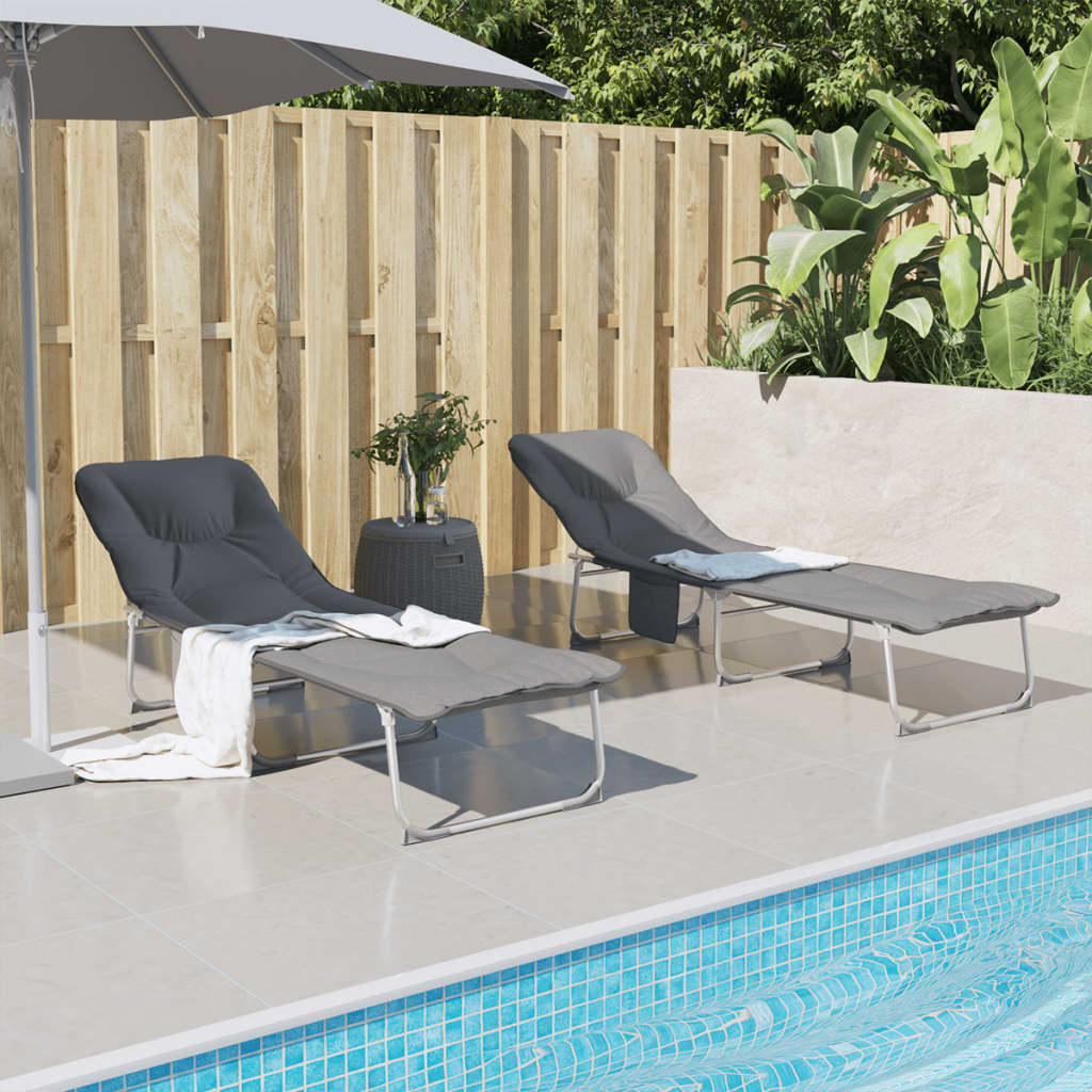 vidaXL Chaise longue pliable anthracite tissu