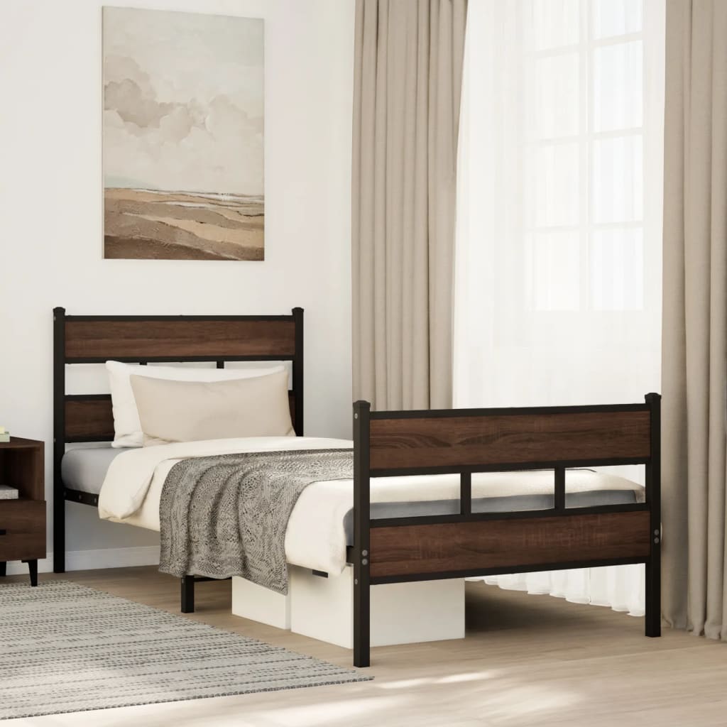 Bed Frame without Mattress with Headboard and Footboard 100x200 cm