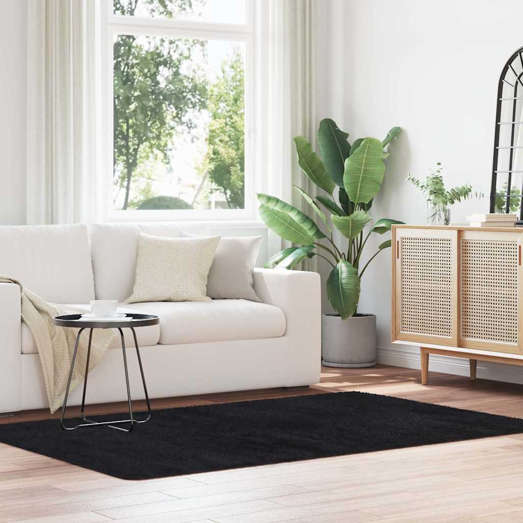 Shaggy Rug High Pile NAVARRA Black 130x200 cm Polyester
