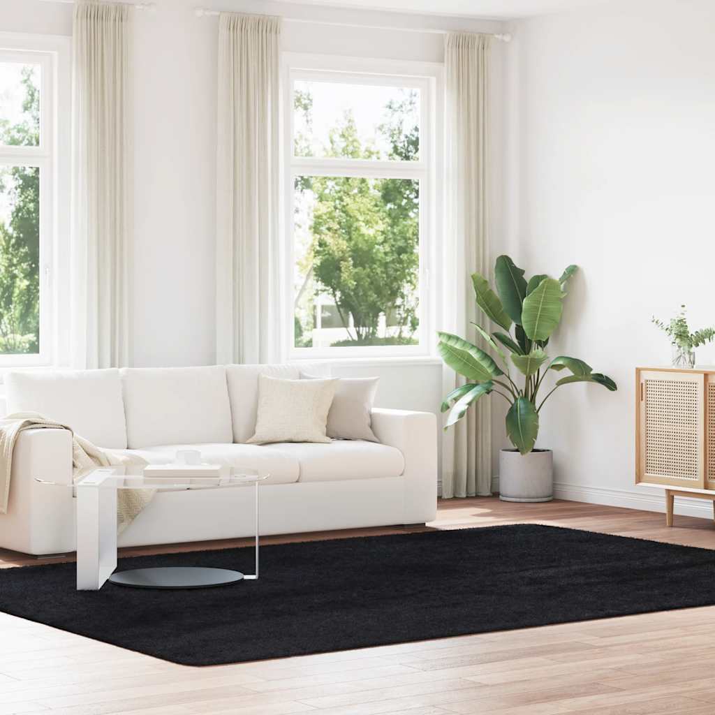 Shaggy Rug High Pile NAVARRA Black 240x340 cm Polyester