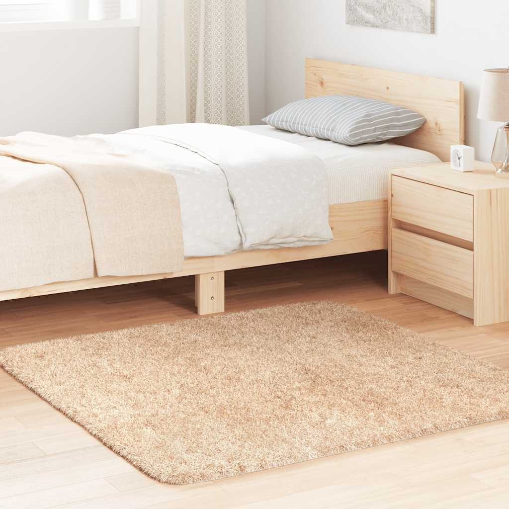 Shaggy Rug High Pile NAVARRA Beige 120x120 cm Polyester