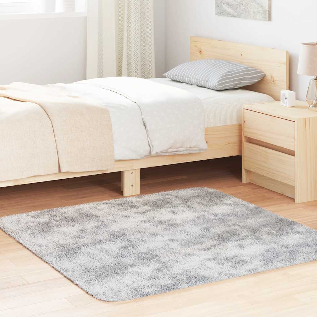Shaggy Rug High Pile NAVARRA Light Grey 120x120 cm Polyester