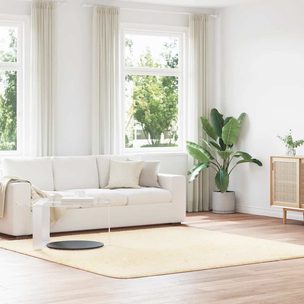 Shaggy Rug High Pile NAVARRA Cream 240x240 cm Polyester