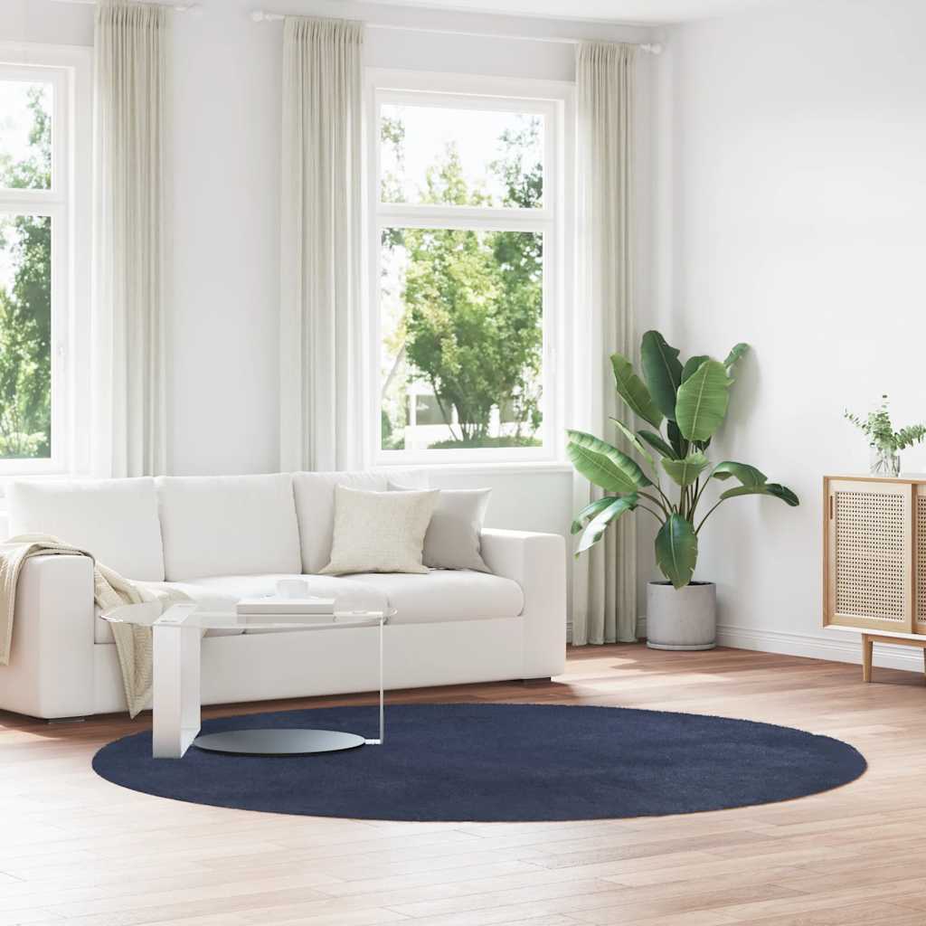Shaggy Rug High Pile NAVARRA Navy 240x240 cm Polyester