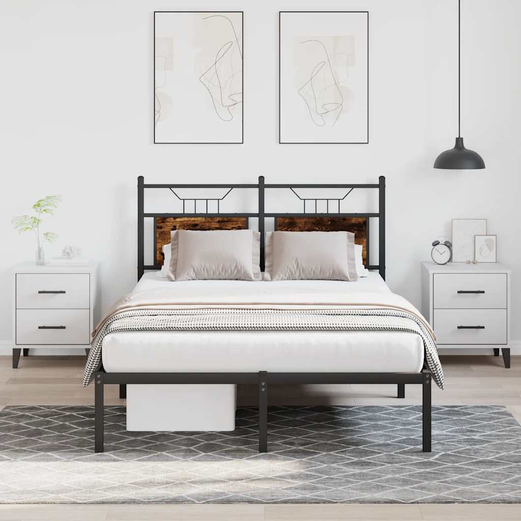 Bed Frame without Mattress Smoked Oak 120x190 cm Small Double Engineered Wood