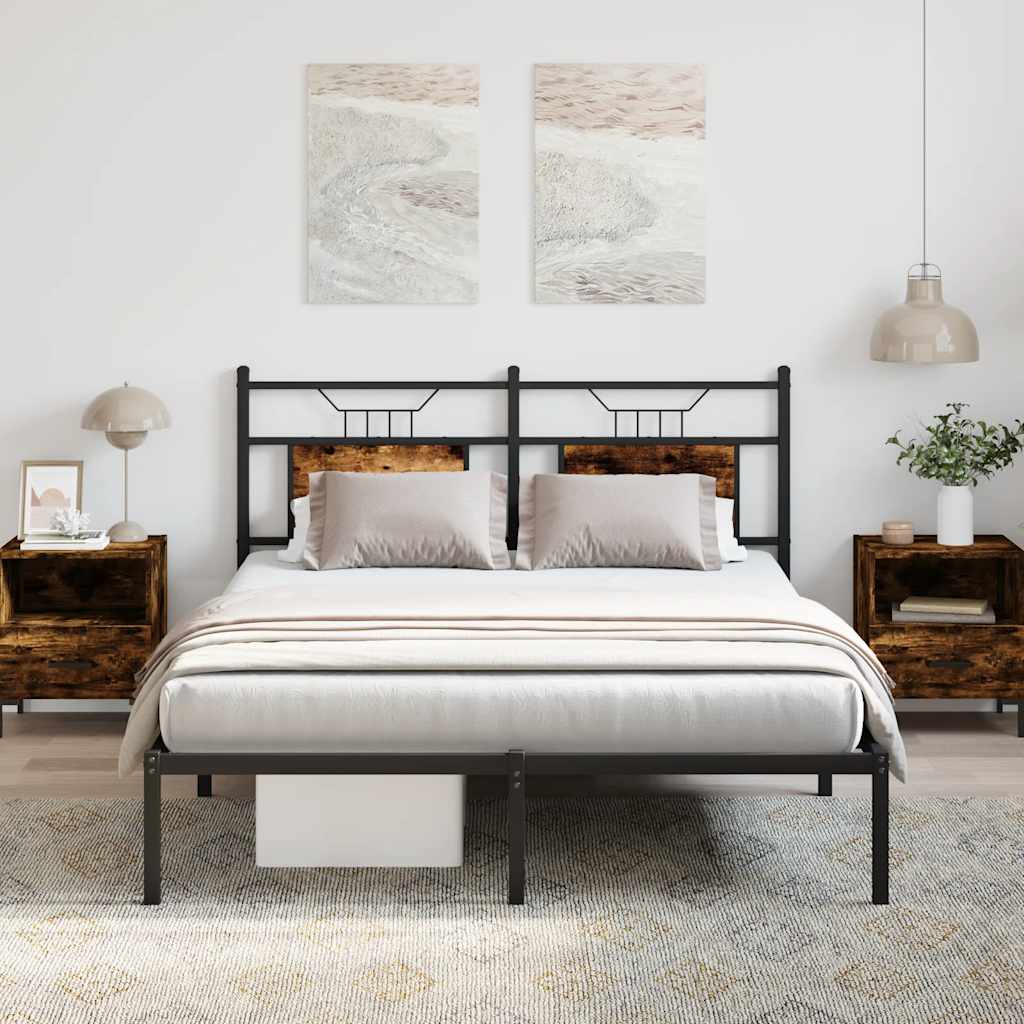 Bed Frame without Mattress Smoked Oak 140x190 cm Engineered Wood