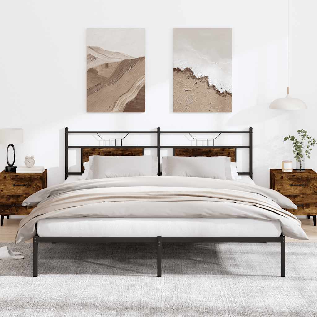 Bed Frame without Mattress Smoked Oak 183x203 cm Engineered Wood