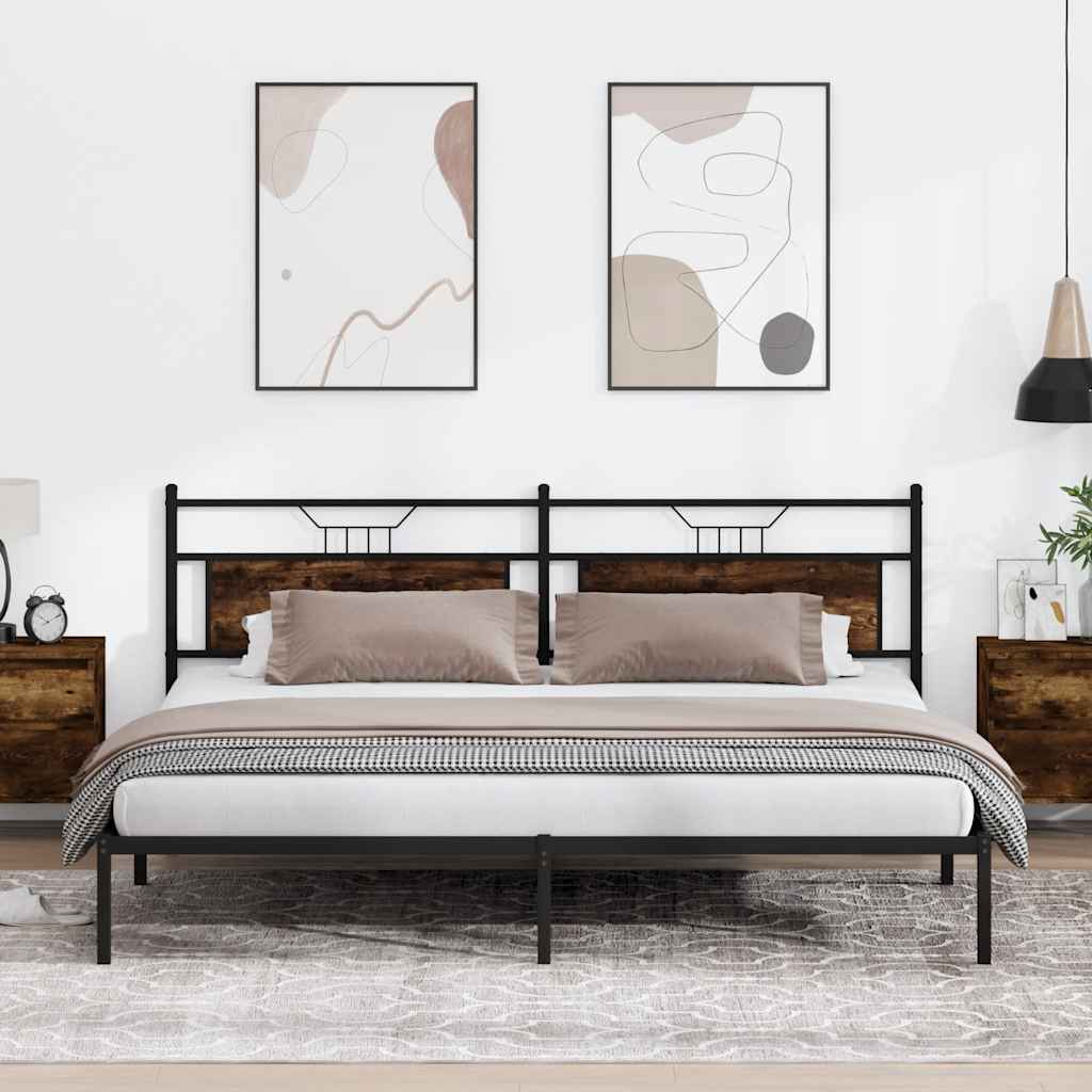 Bed Frame without Mattress Smoked Oak 193x203 cm Engineered Wood